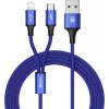 Baseus nabíjecí / datový kabel 2v1 Micro USB + Lightning 3A Rapid Series 1,2m tmavě modrá