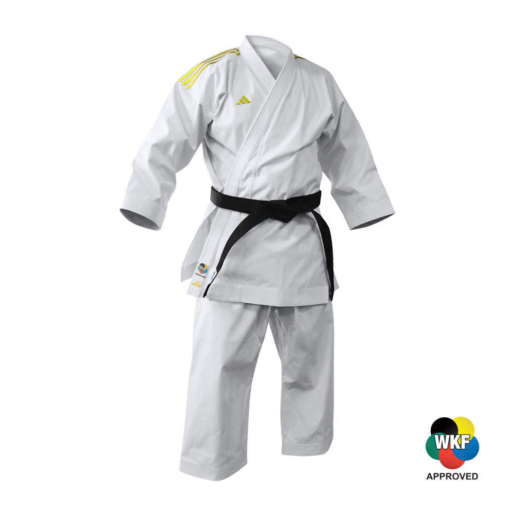 Adidas WKF Kata kimono SHORI, Premier League Farba: Zlatá, Veľkosť: 130