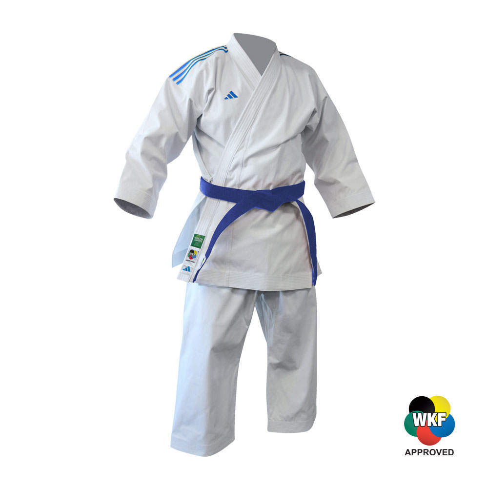 Adidas WKF Kata kimono SHORI, Premier League Farba: Modrá, Veľkosť: 155