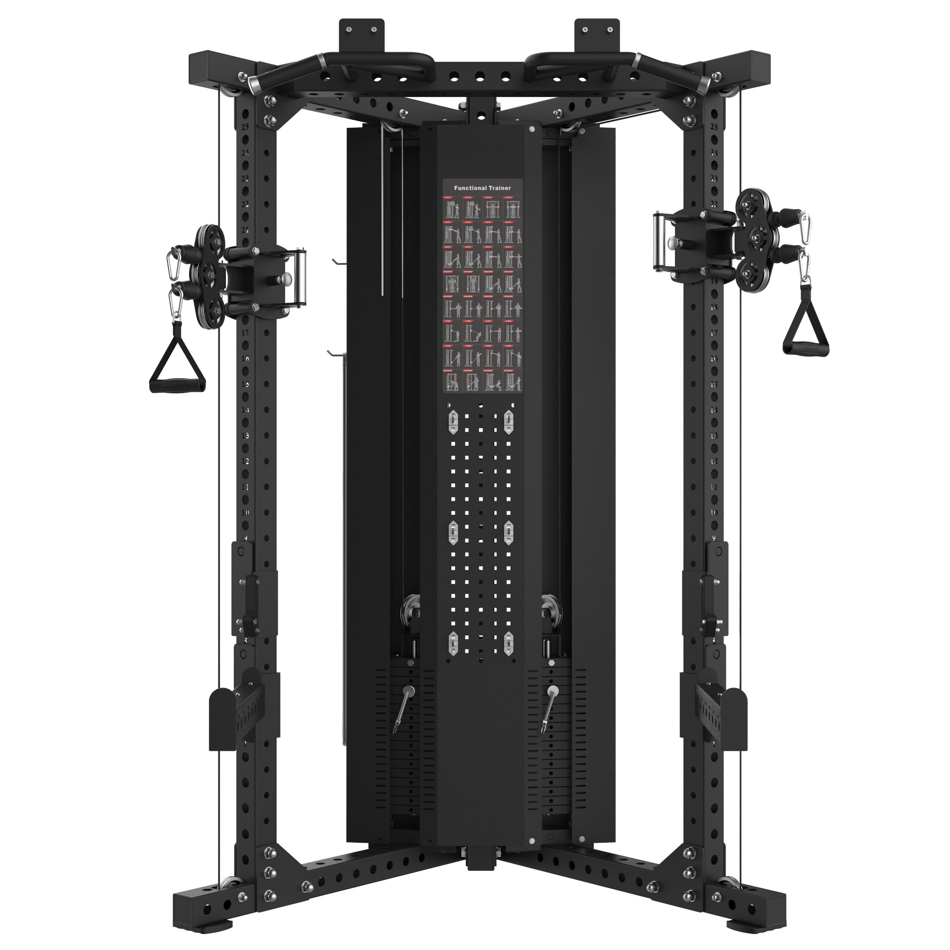 Functional Trainer & Half-Rack 2v1 B117C – rohové protismerné kladky