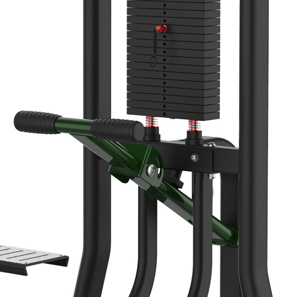 Assisted Pull Up & Dip B7112 – detail stojacej platformy a kovovej zarážky