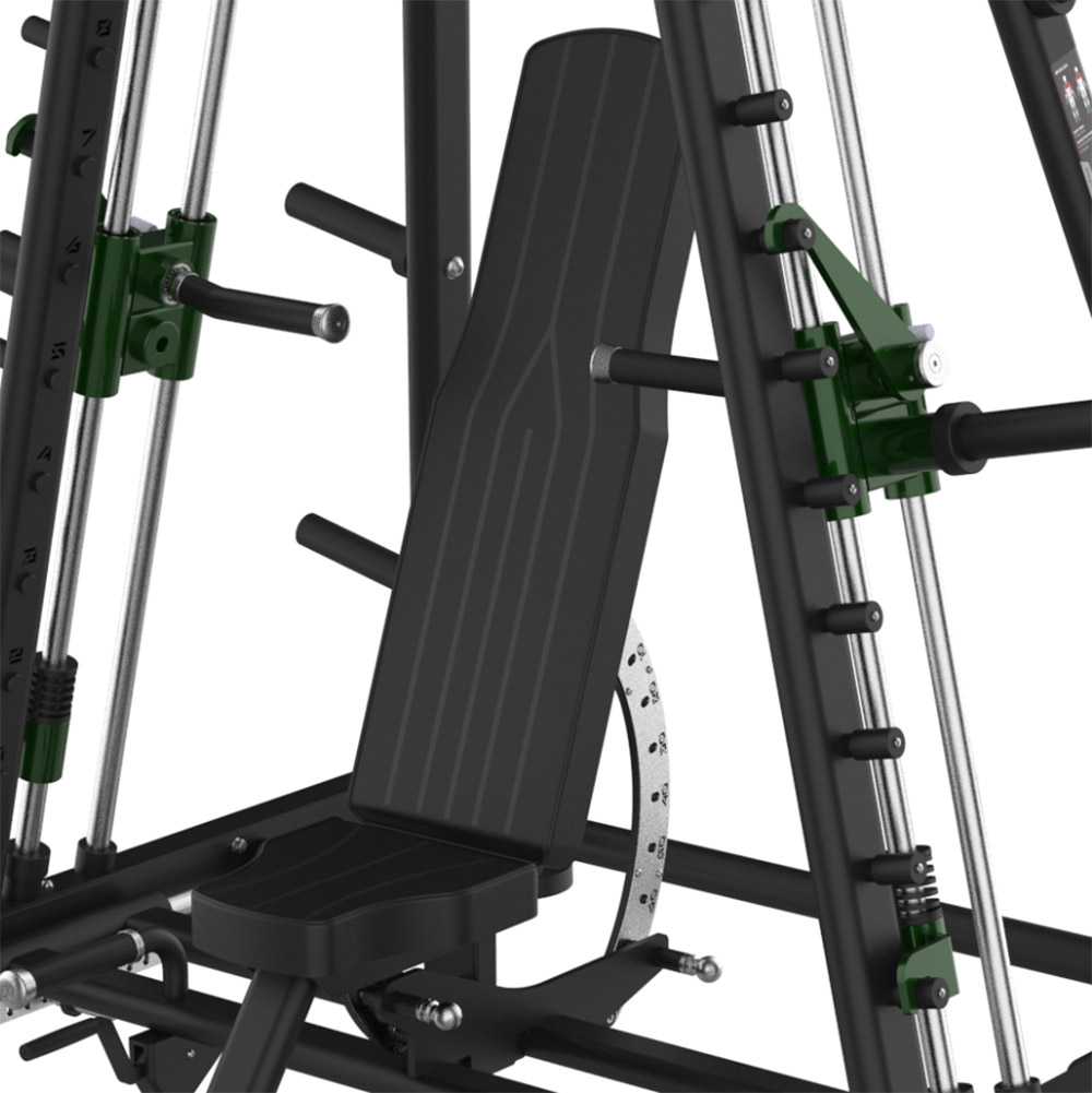 Tower Chest & Shoulder Press B741 – detail nastaviteľnej chrbtovej opierky, sedadla a pracovnej polohy