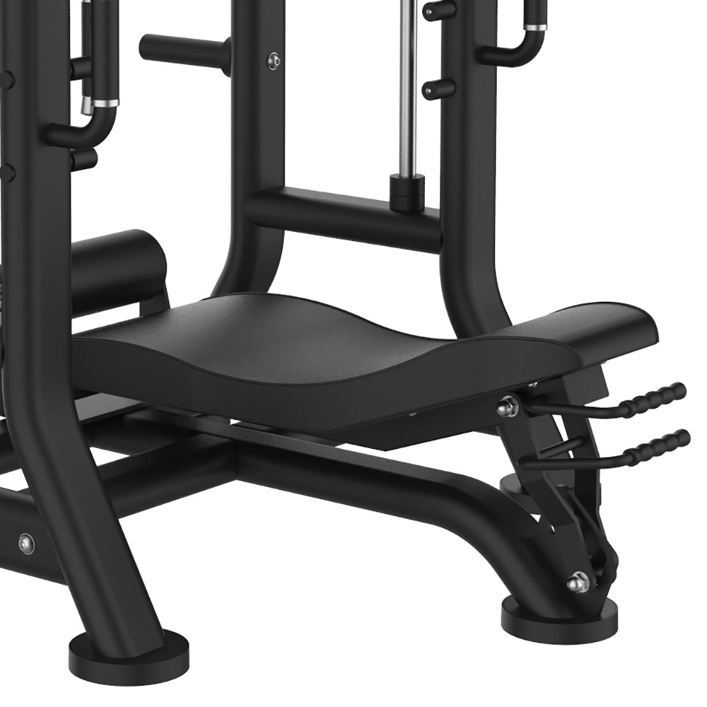 90 Degree Leg Press B763 – detail sedadla, opierky a úchopov