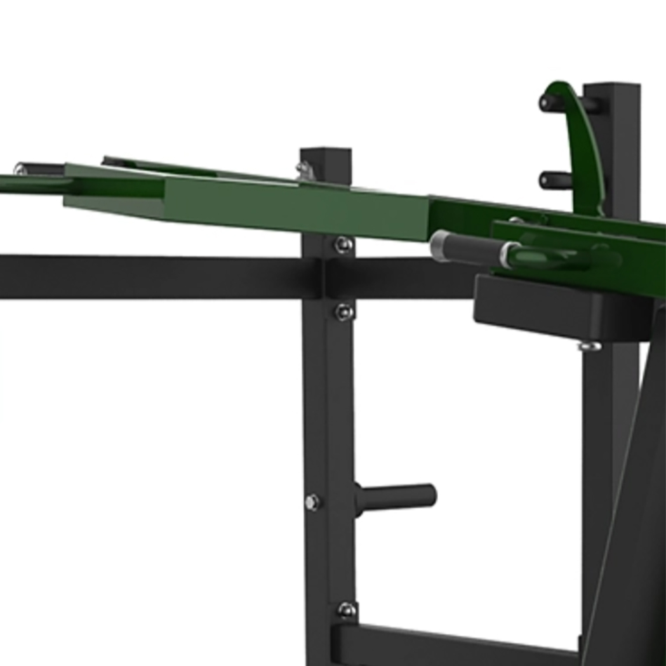 Lever Squat B946 – detail pákového mechanizmu a bezpečnostného dorazu