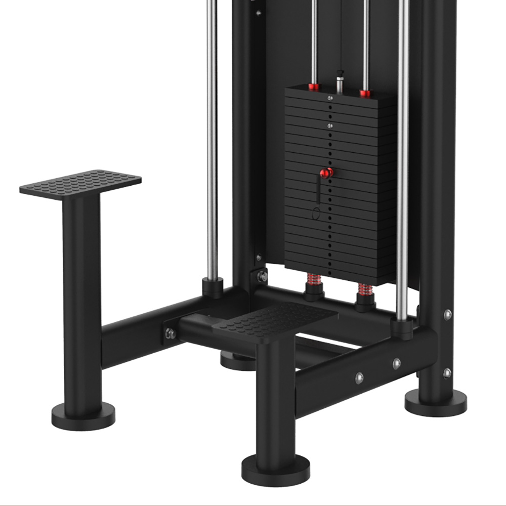 4GYMS Assisted Pull Up & Dip – detail podpornej plošiny, záťažového stĺpca a stabilnej základne