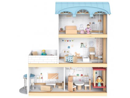 drewniany domek dla lalek ula z mebelkami