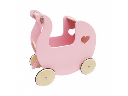 drewniany wozek dla lalek ruby rozowy pchacz