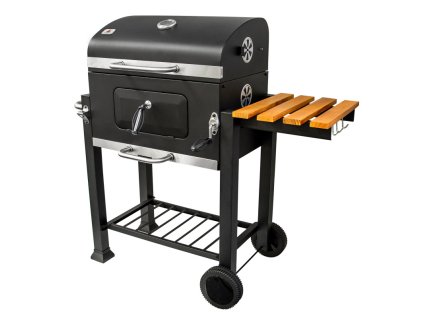 grill weglowy 1135x50x107 cm z zeliwnym rusztem i drewniana polka