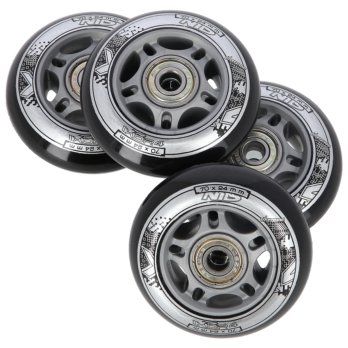 Sestava černých PU koleček 70x24 + ložiska ABEC9 NILS EXTREME 5907695557329