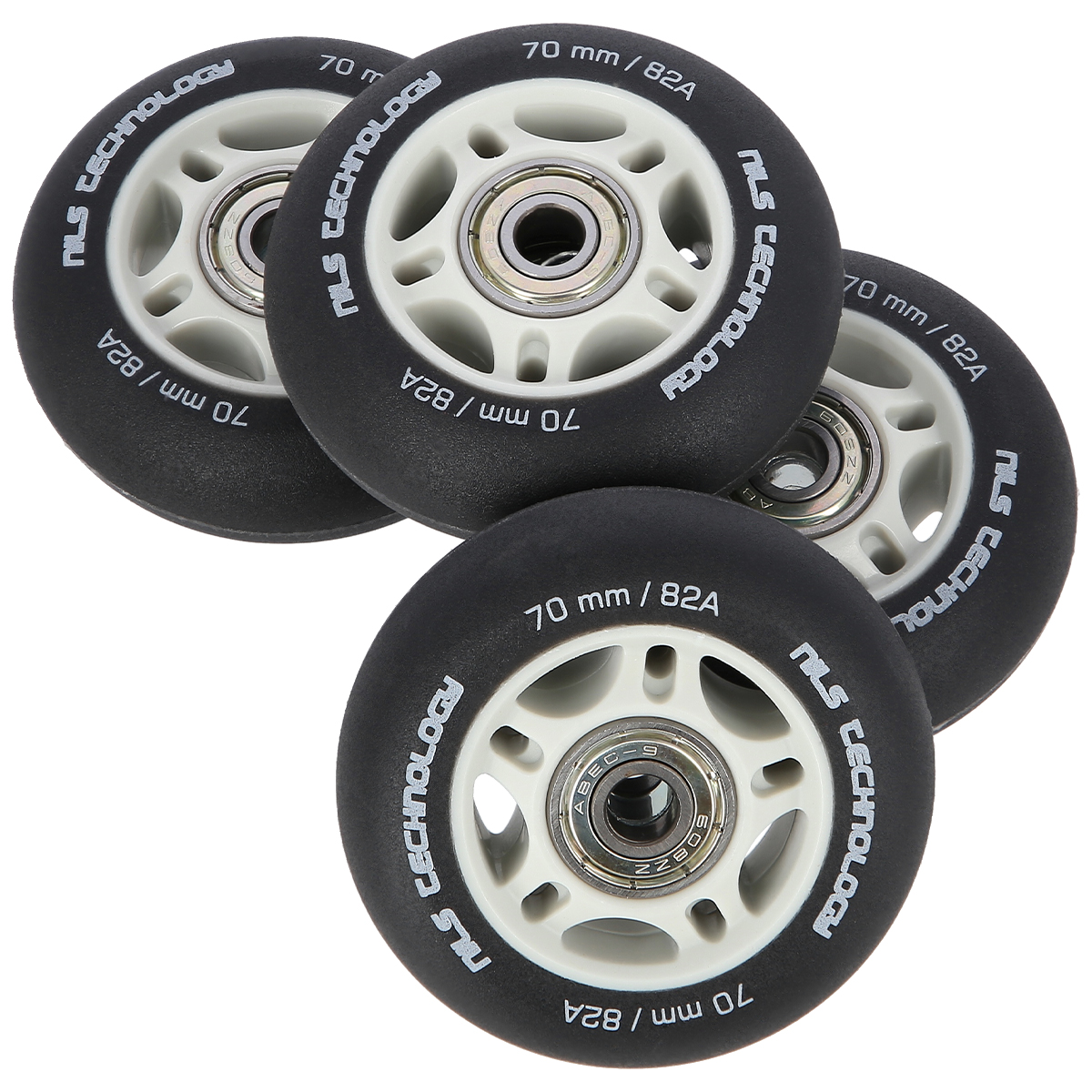 Matná kolečka NILS Extreme PU 70x24 82A s ložisky ABEC 9, černá, 4 ks 5907695544435