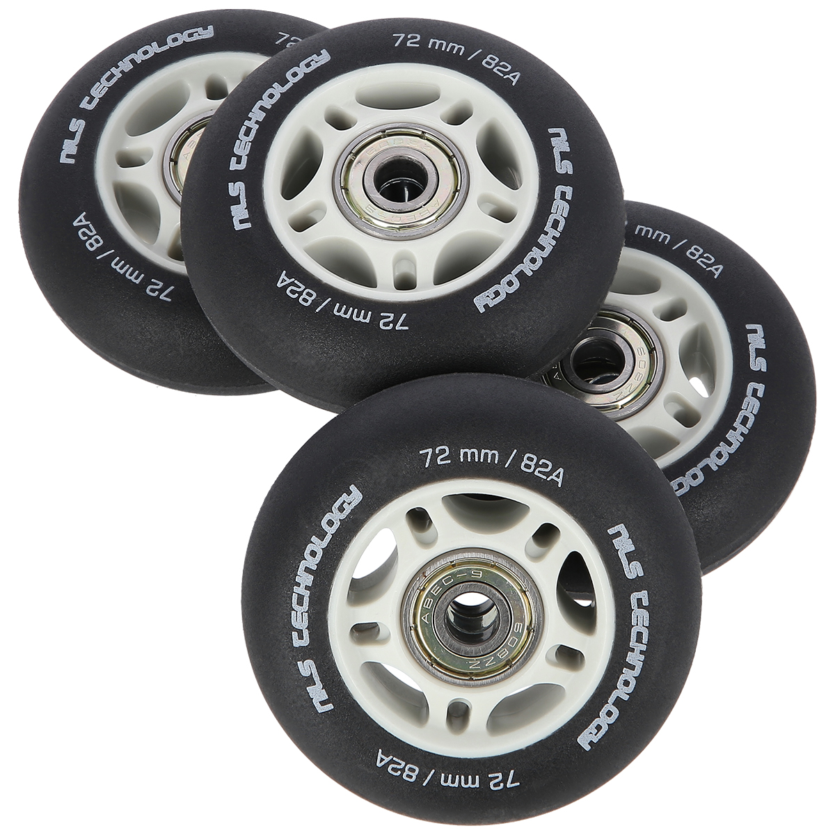 Matná kolečka NILS Extreme PU 72x24 82A s ložisky ABEC 9, černé, 4 ks 5907695544428