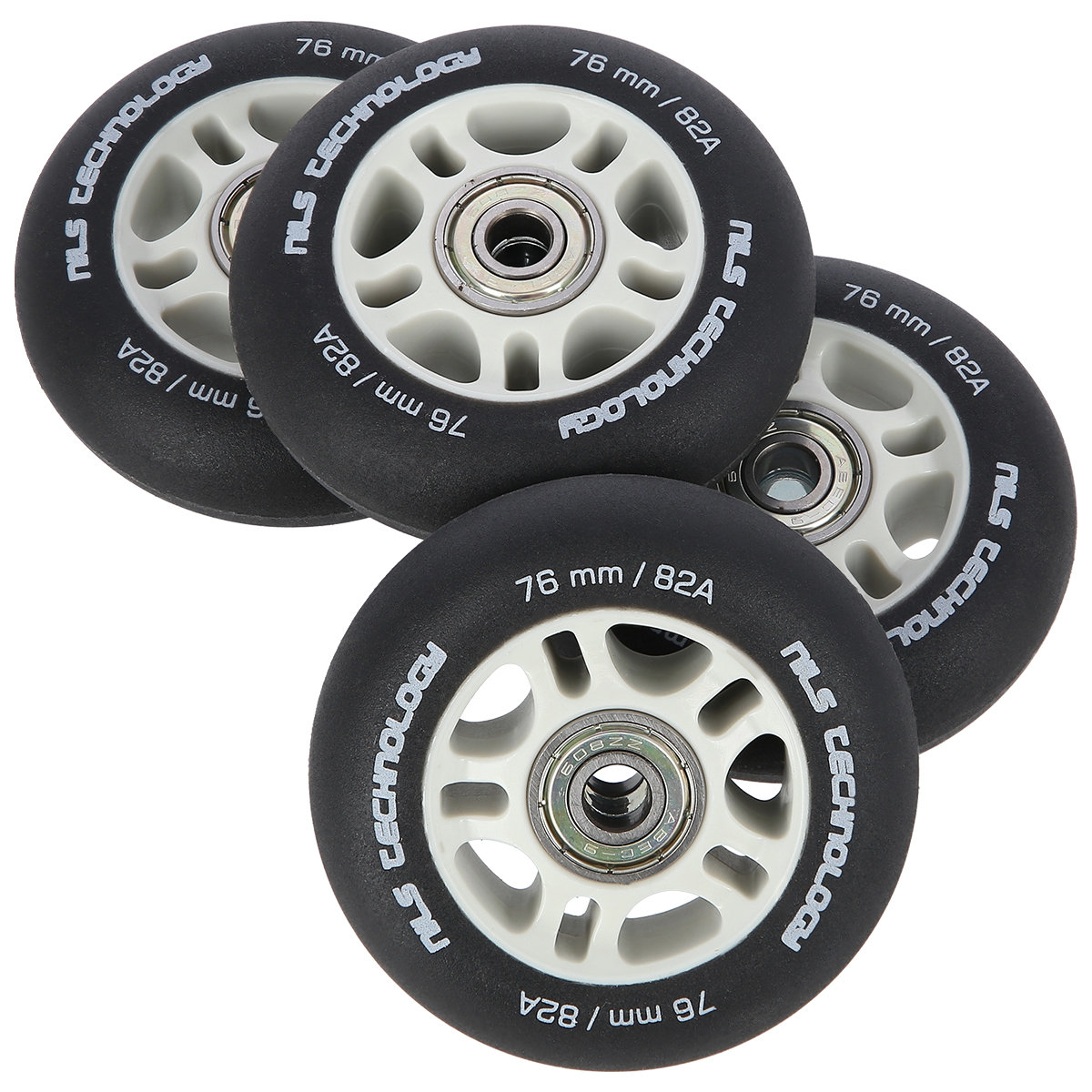Matná kolečka NILS Extreme PU 76x24 82A s ložisky ABEC 9, černá, 4 ks 5907695544404