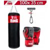 Dětský boxovací SET RING SPORT, pytel 100 x 35 cm 25 kg, rukavice, držák, červený