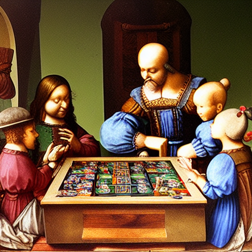 419792327_Family_is_playing_board_game_Turboprsi_at_table_by_Leonardo_da_Vinci