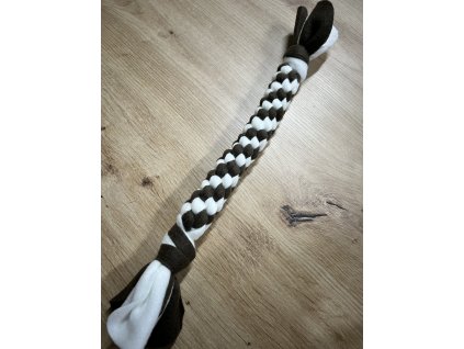 Flísový zapletený provaz Hnědo-bílý