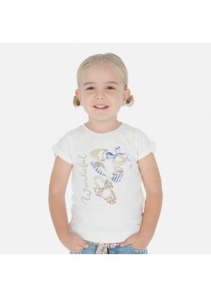 Tričko s krátkým rukávem a otvory na ramenou, Natural