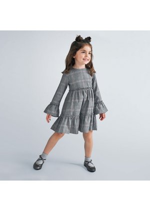 Kostkované šatičky s volánkem (Velikost 2, Barva Gray)