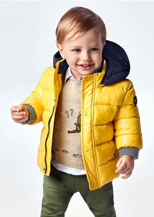 Two tone padded coat for baby boy, Gold