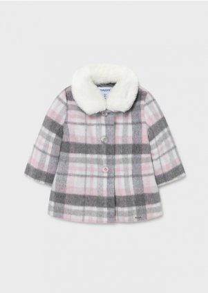 Check coat for baby girl, Pink