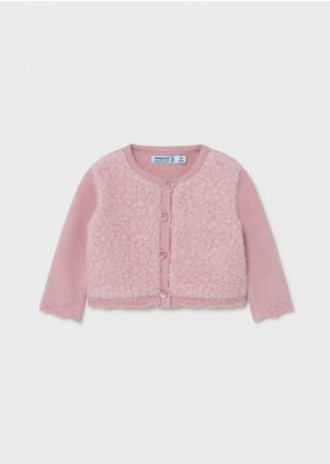 Woven combined cardigan for baby girl, Pink