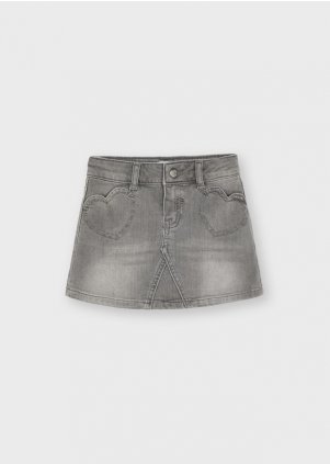 Denim skirt for girl, Light grey