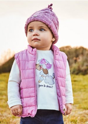 Hat scarf and mittens set for baby girl, Mauve