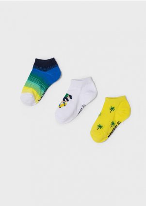 ECOFRIENDS set of 3 skate short socks boy, Lemon