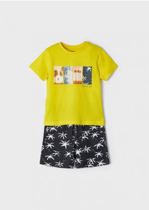 Knit patterned shorts set boy, Citronella