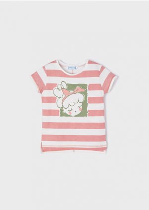 Striped short sleeve T-shirt girl, Rosy