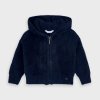 Pletená mikina na zip s kapucí, Navy