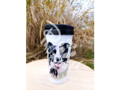 BORDER COLIE (pes) - termoska a termohrnek, hrnek - keramický a smaltový, panáková sklenka