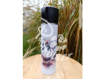 HUSA (pták) - termoska a termohrnek, hrnek - keramický a smaltový, panáková sklenka