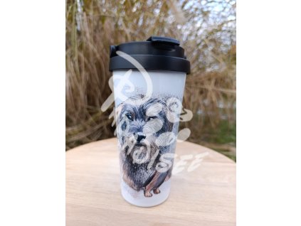 JEZEVČÍK DRSNOSRTÝ (pes) - termoska a termohrnek, hrnek - keramický a smaltový, panáková sklenka