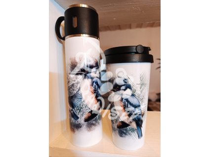 LEDŇÁČEK (pták) - termoska a termohrnek, hrnek - keramický a smaltový, panáková sklenka