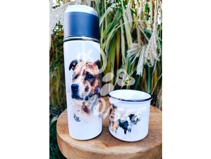 STAFORDŠÍRSKÝ bulteriér (pes) - termoska a termohrnek, hrnek - keramický a smaltový, panáková sklenka