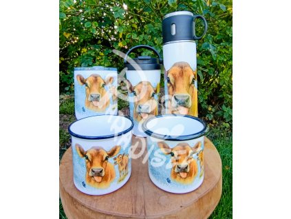 JERSEY - termoska a termohrnek, hrnek - keramický a smaltový, panáková sklenka