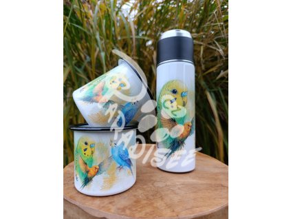 ANDULKY (pták) - termoska a termohrnek, hrnek - keramický a smaltový, panáková sklenka