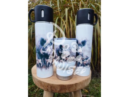 DIVOČÁK (divoké prase) - termoska a termohrnek, hrnek - keramický a smaltový, panáková sklenka