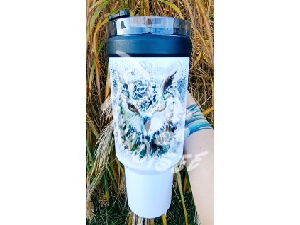 SOVA (lesní pták) - termoska a termohrnek, hrnek - keramický a smaltový, panáková sklenka