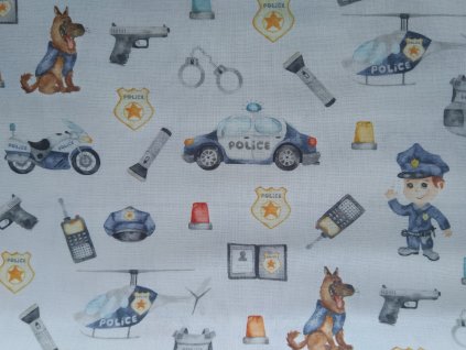 Bavlněná látka Malý policista - digitální tisk