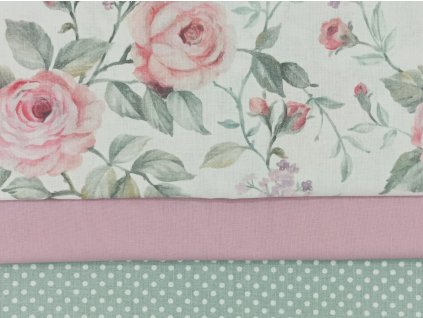 Balíček látek Růže na bílé