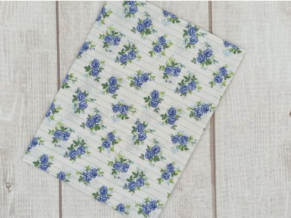 Obdélník modré růžičky v pruzích