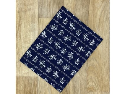 Obdélník Kytičky v pruzích ve stylu modrotisku