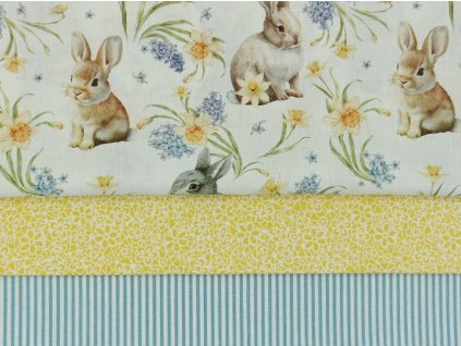 Balíček látek Králíci s narciskami