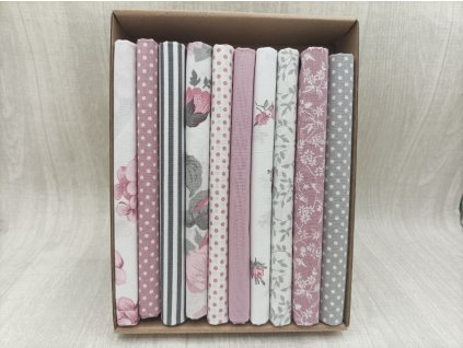 Dárkový balíček látek šedo-růžový