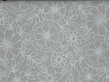 Bavlněná látka Velké květy na béžové