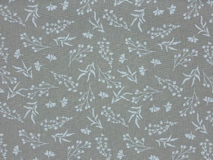 Bavlněná látka Bílé větvičky na béžové