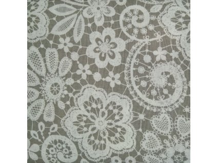 B Bílá krajka na šedé