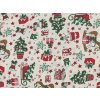 Bavlněná látka Vánoce na krémové