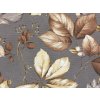 Dekorační látka Listí na šedé